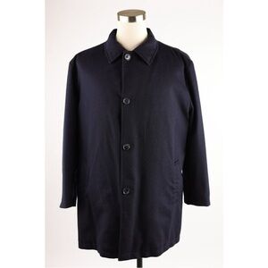 MANDELLI made in Italy cashmere leather overcoat coat jacket navy blue or black